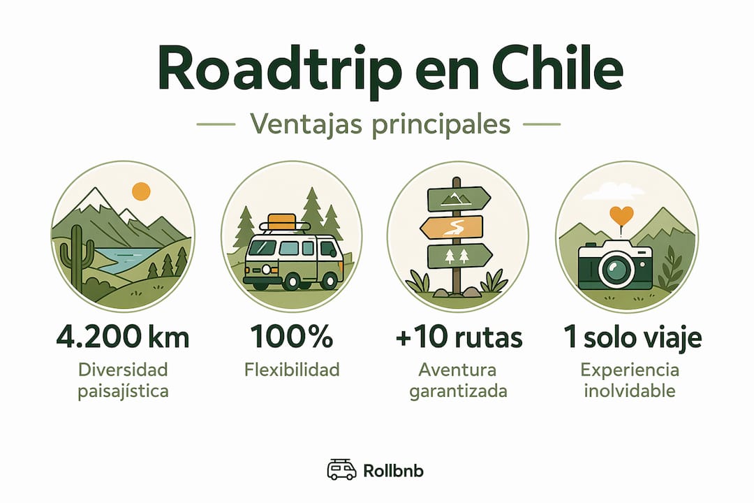 Infografía: razones para vivir la experiencia de un roadtrip en Chile
