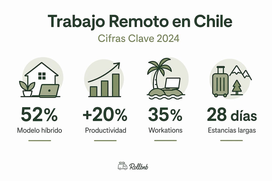 Datos esenciales sobre el teletrabajo en Chile presentados en una infografía