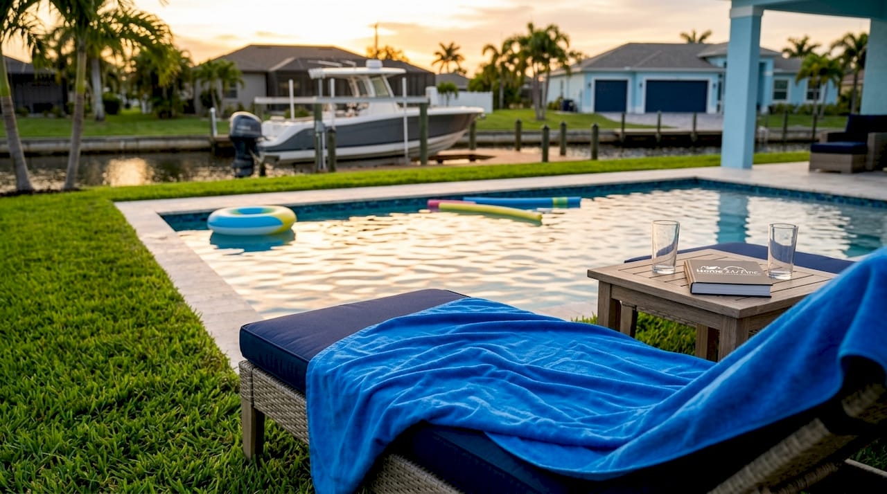 Cape Coral pool home with canal view and amenities