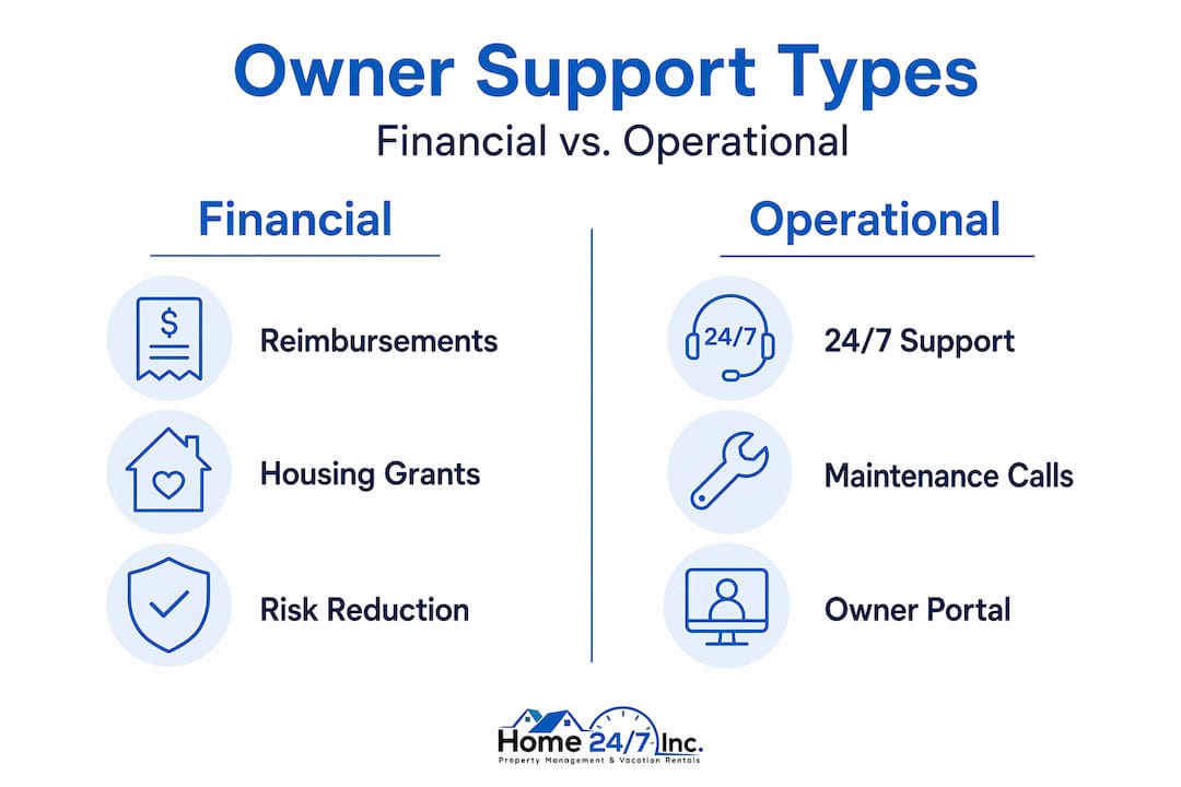 Infographic comparing financial vs operational owner support