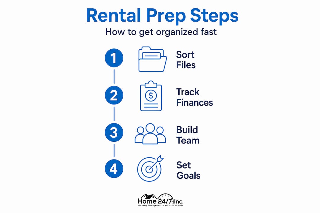 Infographic showing 4 prep steps for rental property management