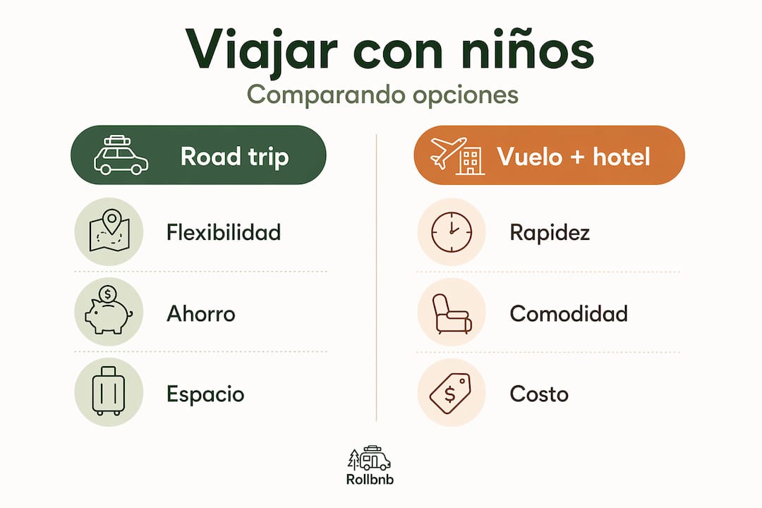 Infografía sobre las diferentes opciones para viajar con niños
