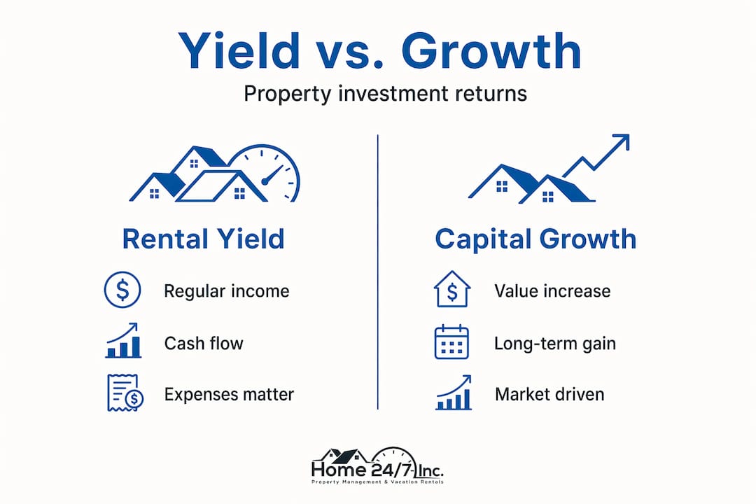 Infographic comparing rental yield and capital growth
