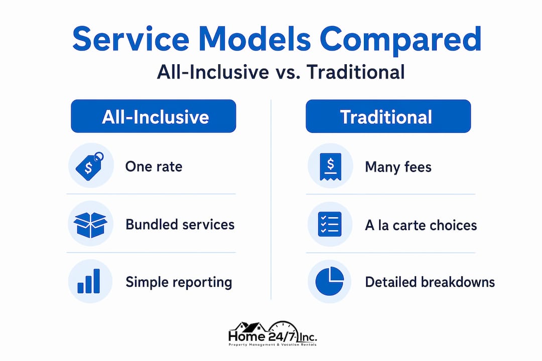 Infographic comparing all-inclusive and traditional service models