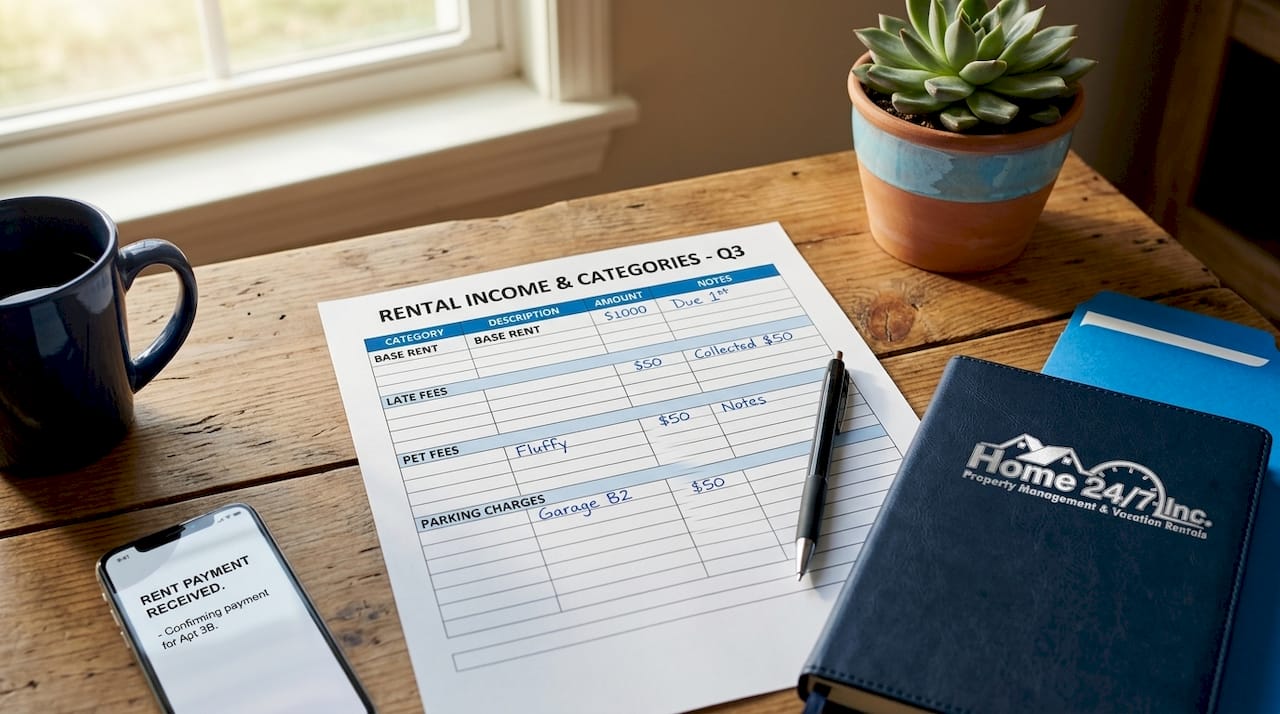 What Is Property Revenue Tracking for Investors? 1 Close-up of rental income categories and notes