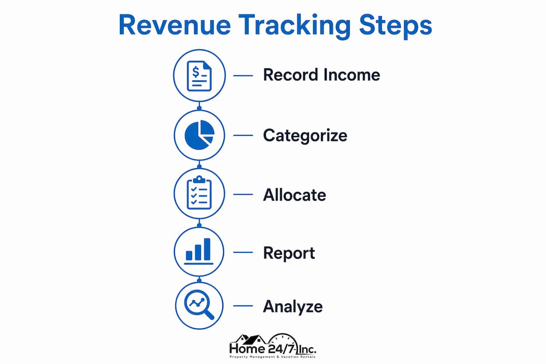 Infographic showing property revenue tracking steps