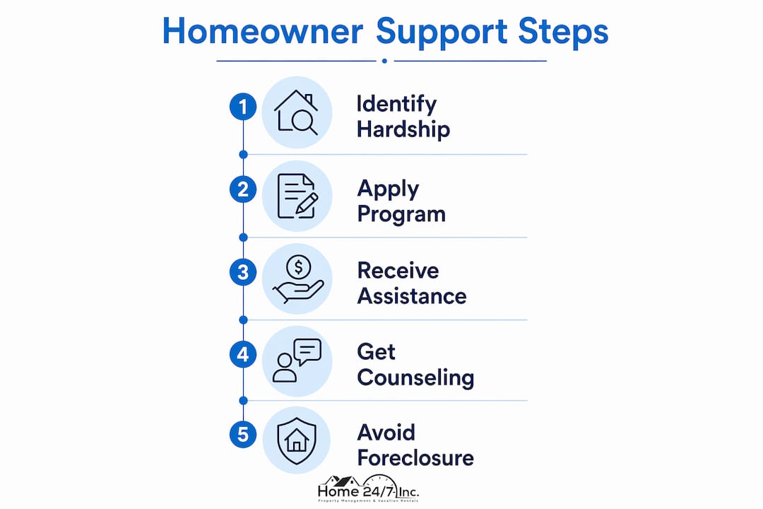What Is Homeowner Support? Programs and Benefits 2 Infographic outlining homeowner support process