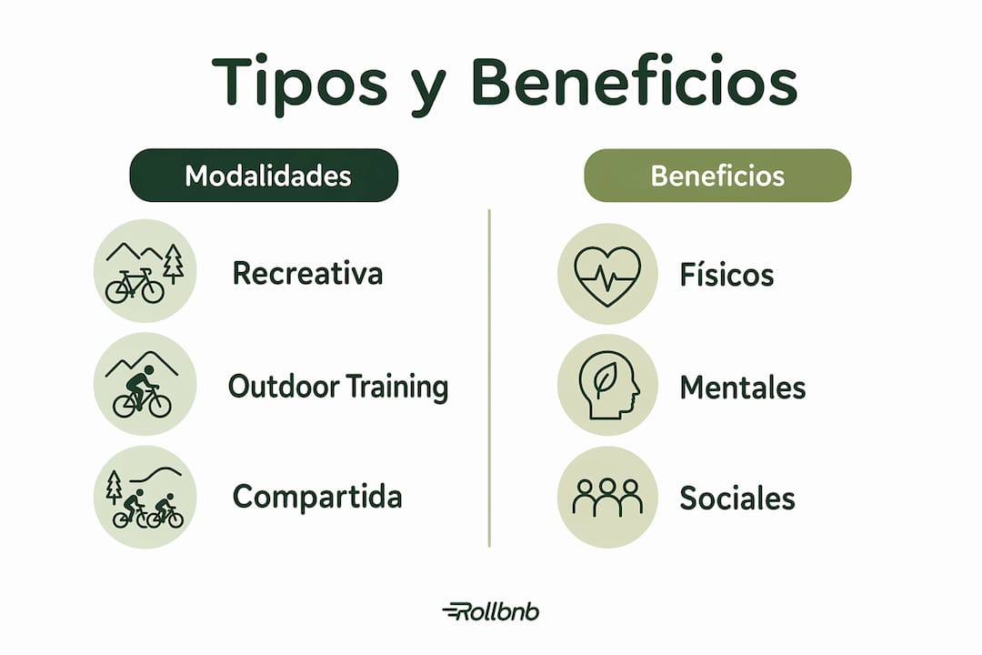 Infografía que muestra las diferentes actividades al aire libre y los beneficios que aporta cada una