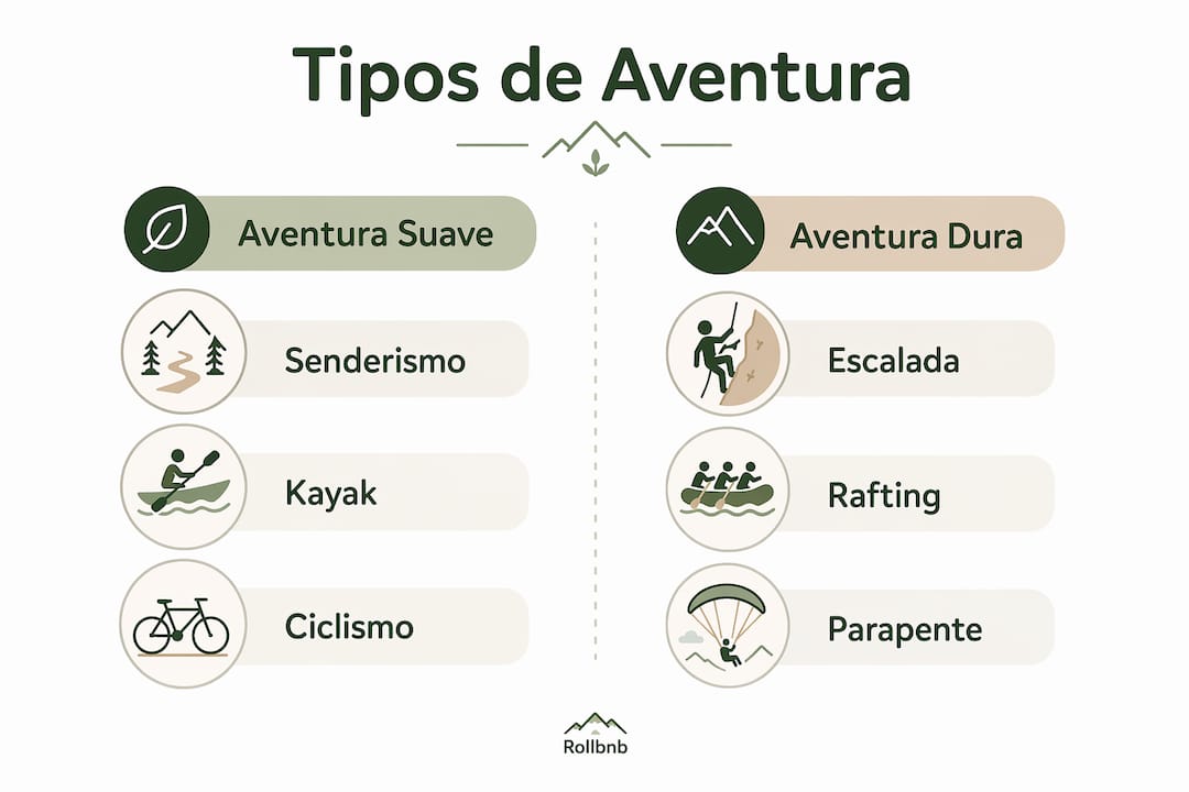 Infografía sobre las diferentes modalidades de turismo de aventura