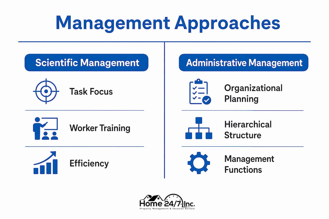 Infographic comparing management approaches