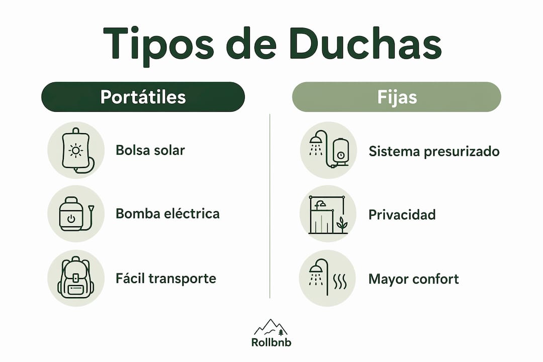 Guía visual: ¿Qué tipo de ducha elegir para tu camper?