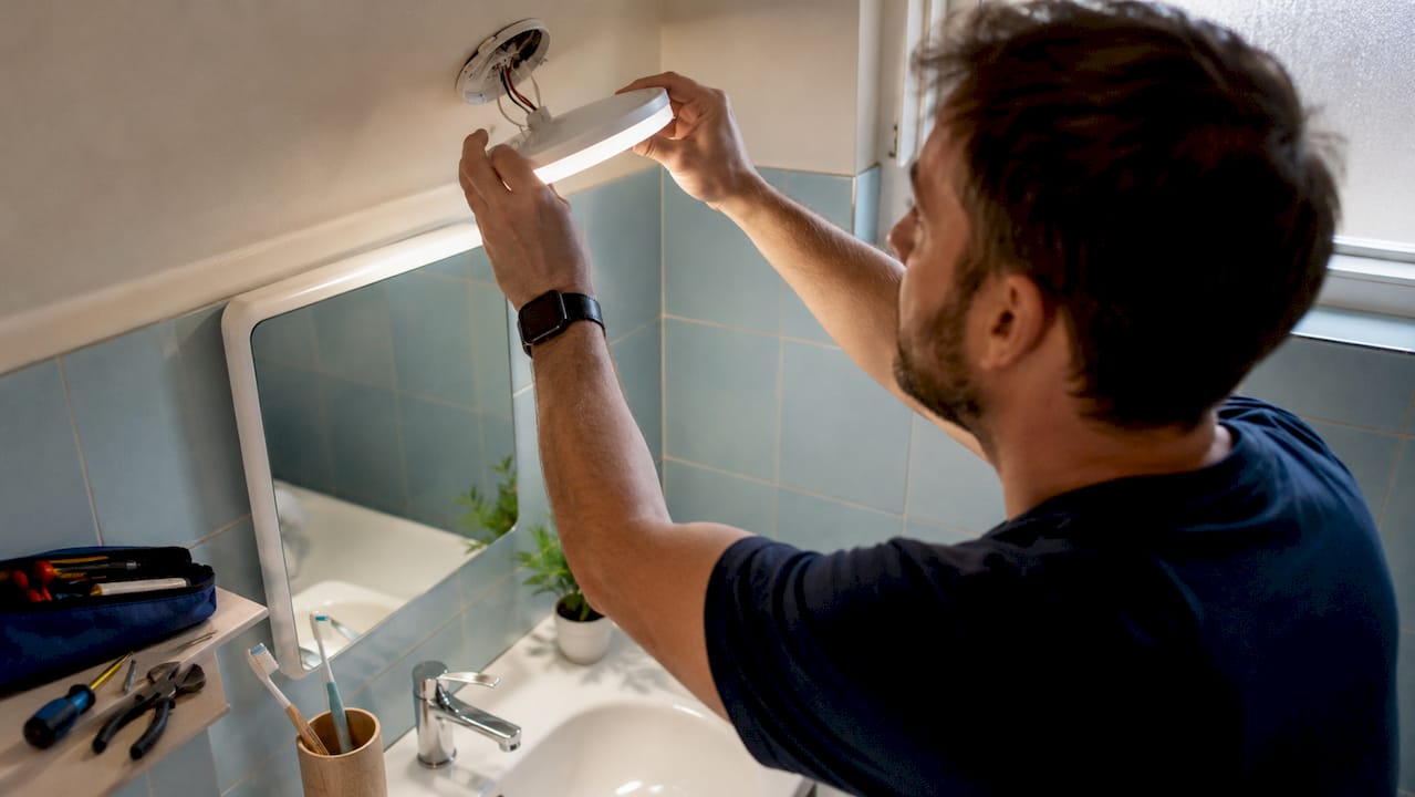 Sustainability Setup for Rentals: A Property Owner's Guide 1 Hands installing eco-friendly LED lighting fixture