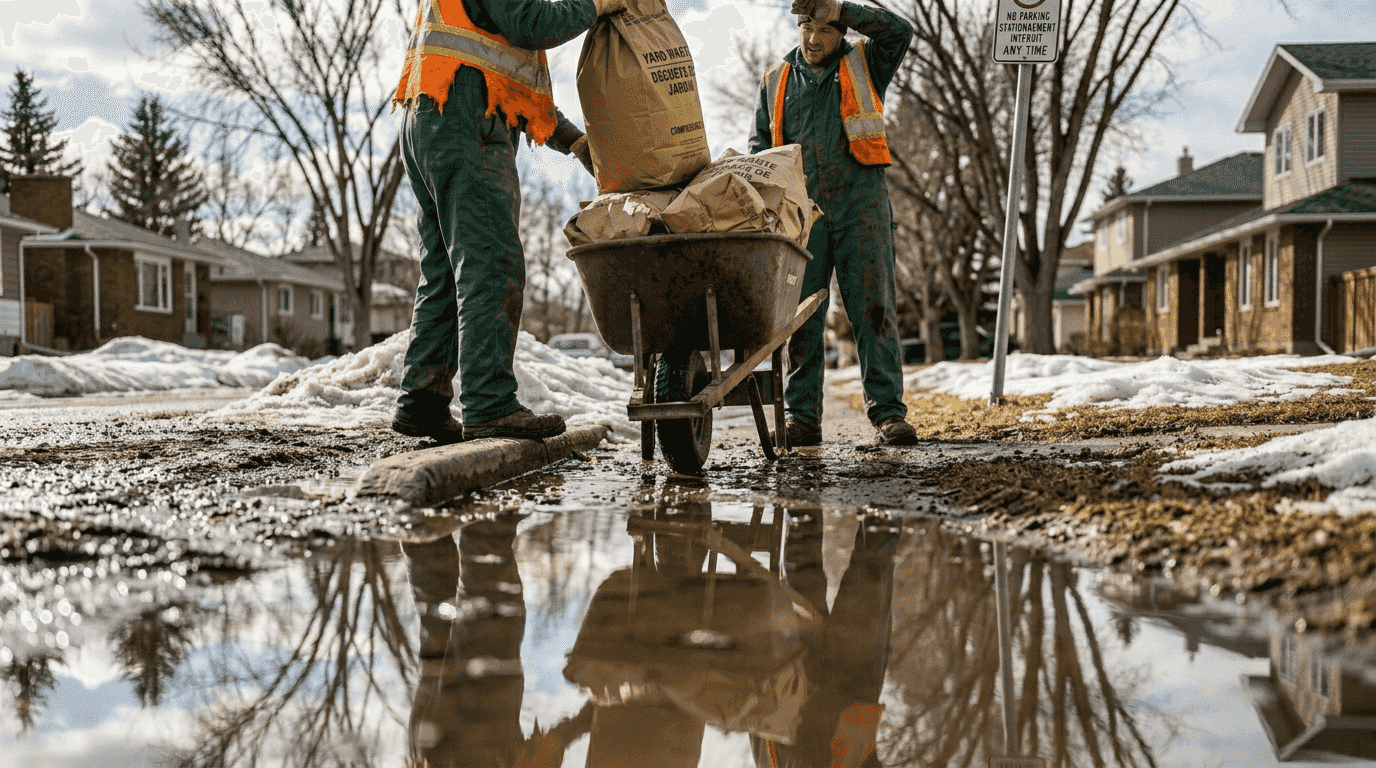 Landscapers manage seasonal yard cleanup in Calgary