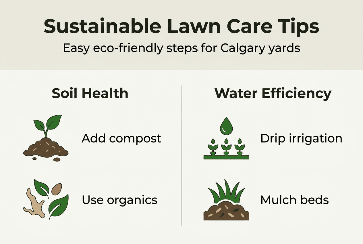 Infographic with sustainable Calgary lawn care tips