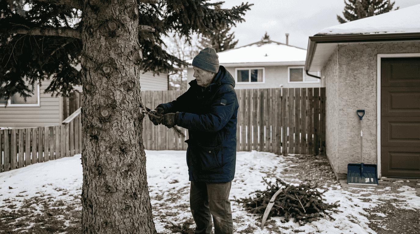 Pruning tree branches before Calgary winter