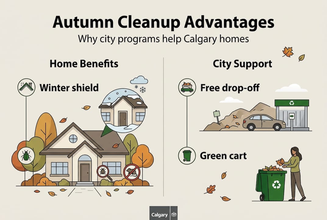 Infographic showing autumn cleanup and city support