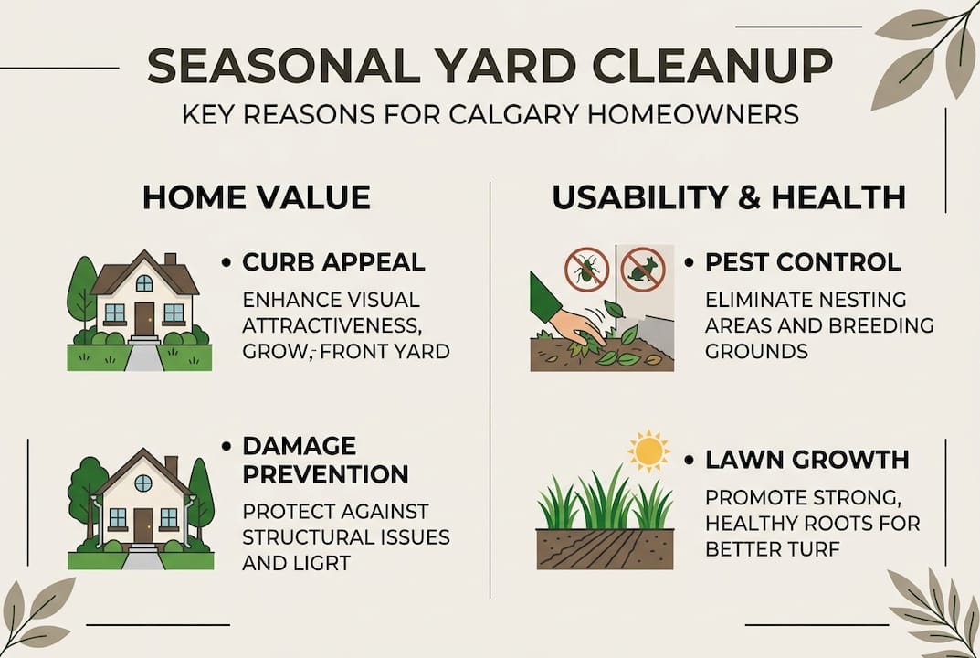 Infographic showing reasons for seasonal yard cleanup