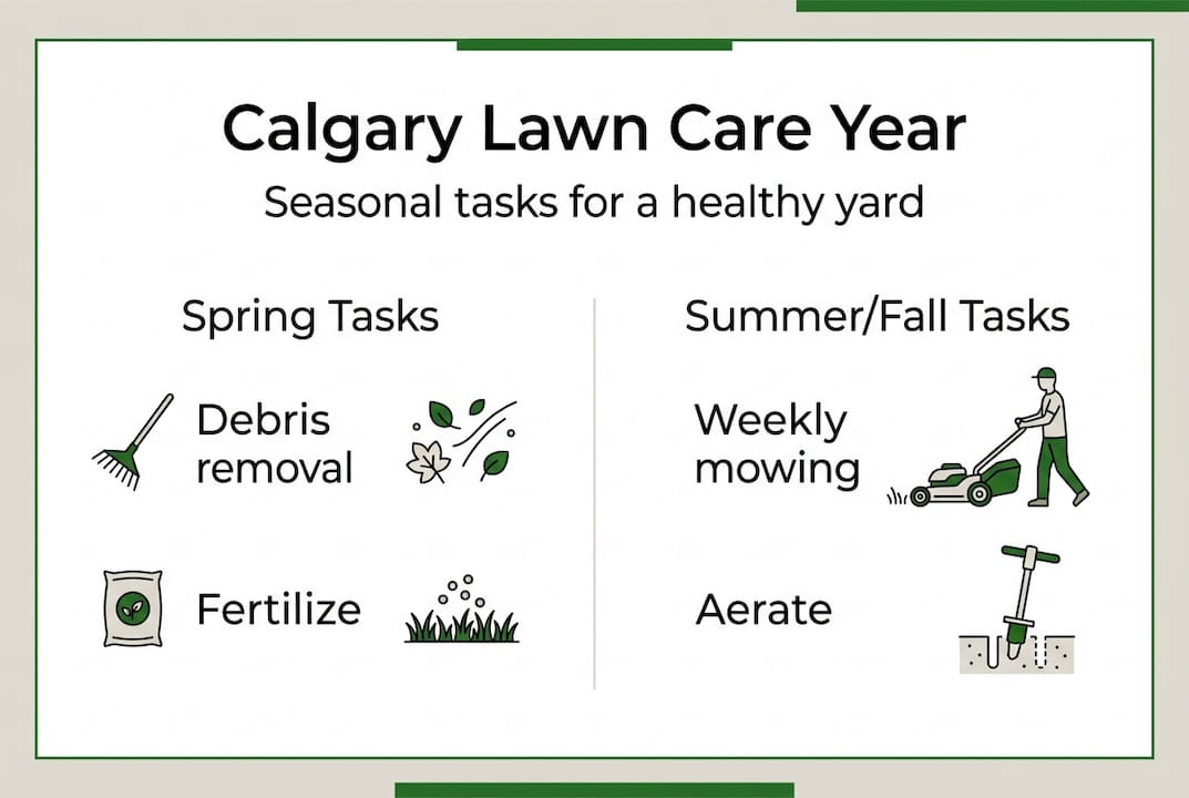 Infographic: Calgary lawn care schedule by season