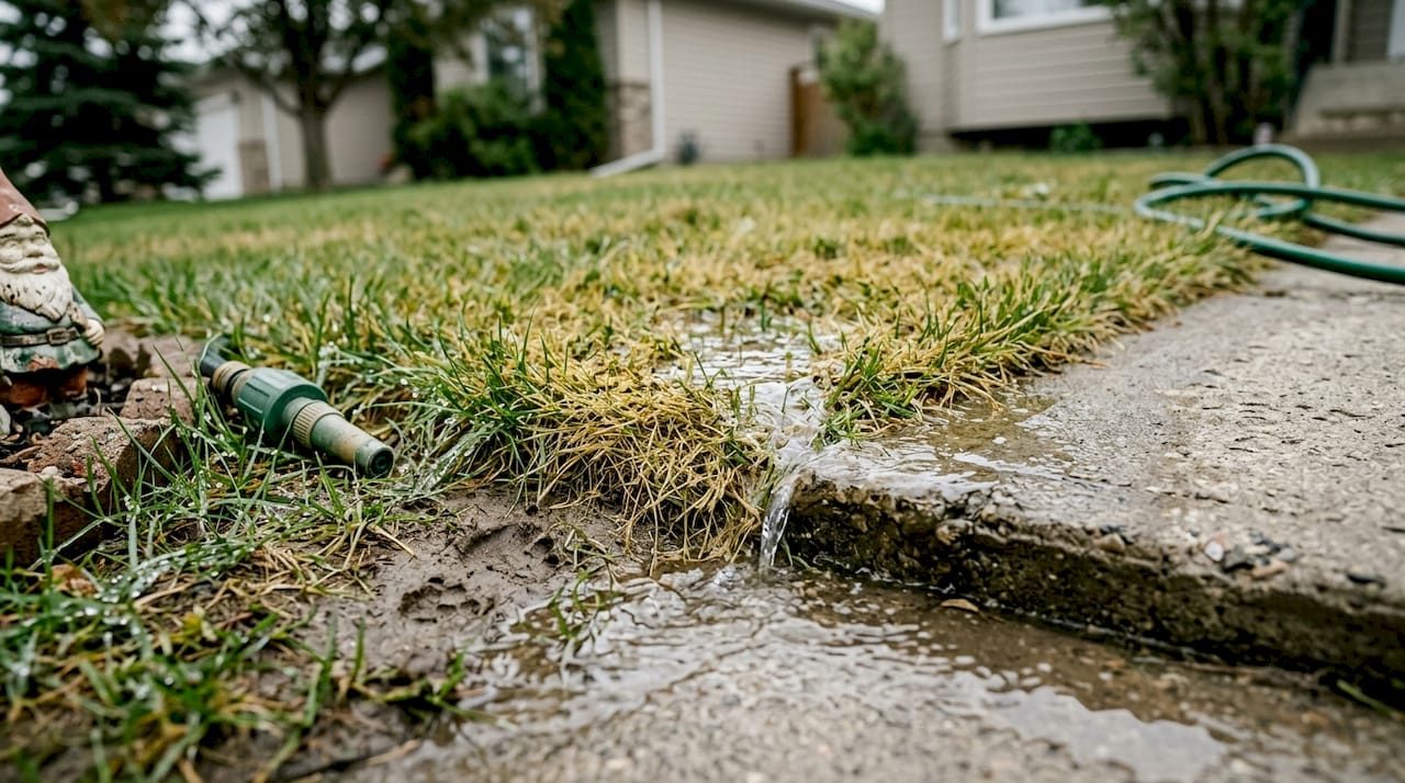 Lawn water runoff caused by thick thatch