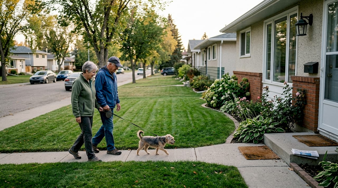 Curb appeal from well-kept Calgary front lawn