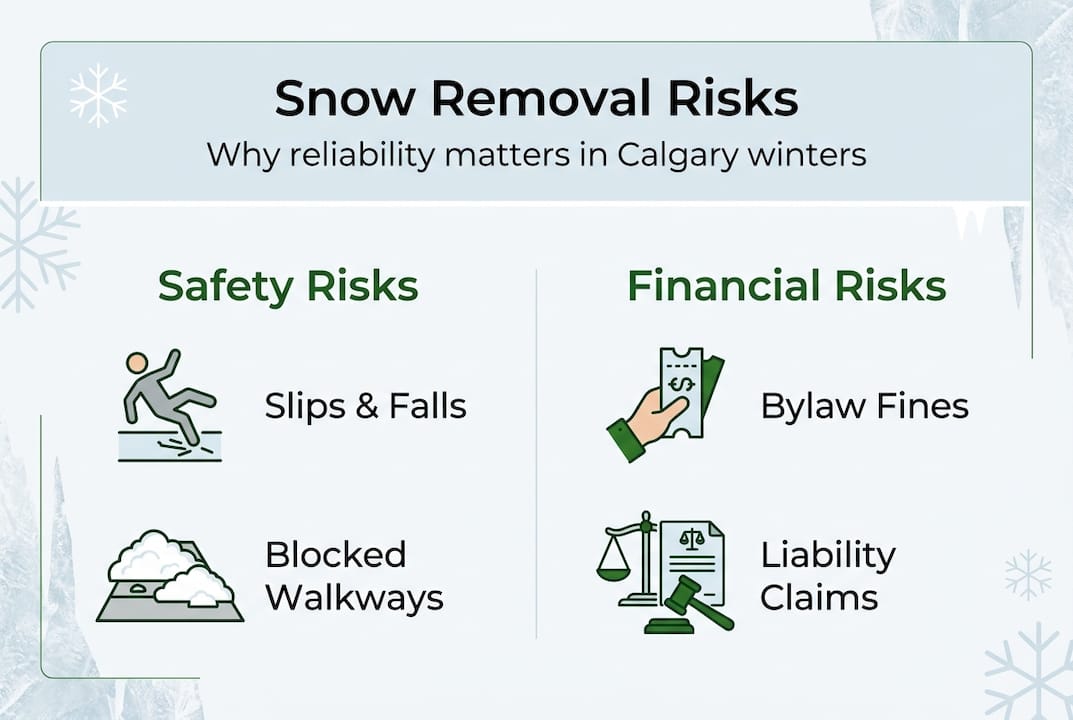 Infographic showing snow removal safety and financial risks