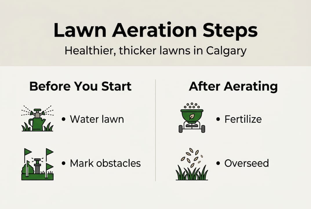 Infographic showing key lawn aeration steps