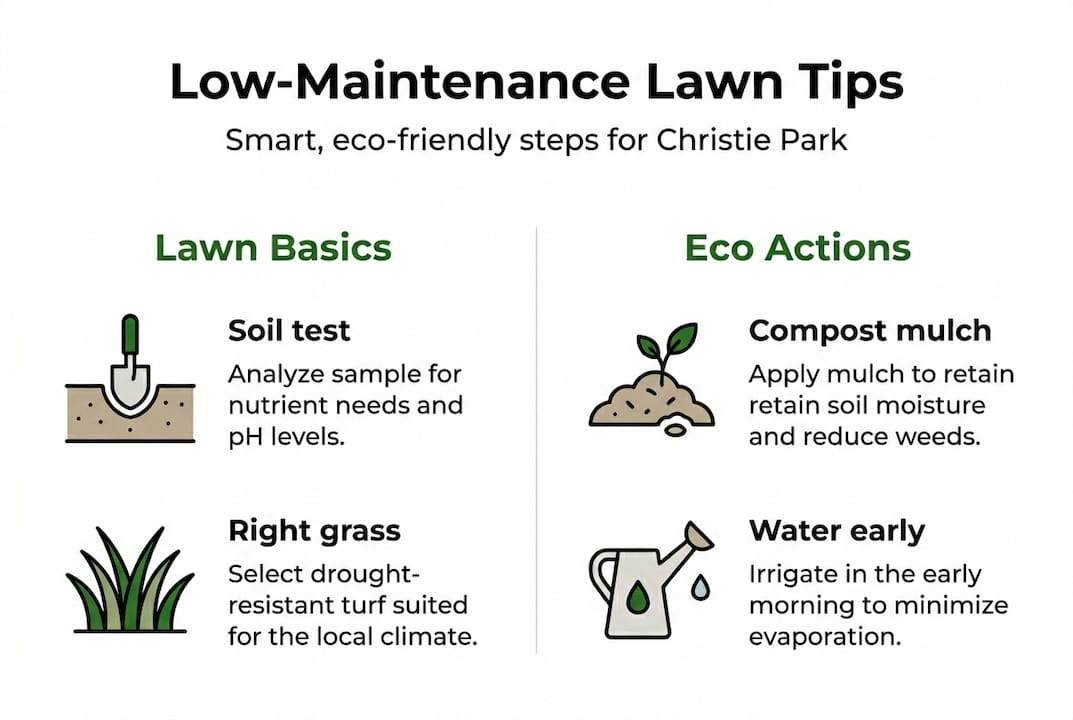 Infographic of low-maintenance lawn care tips