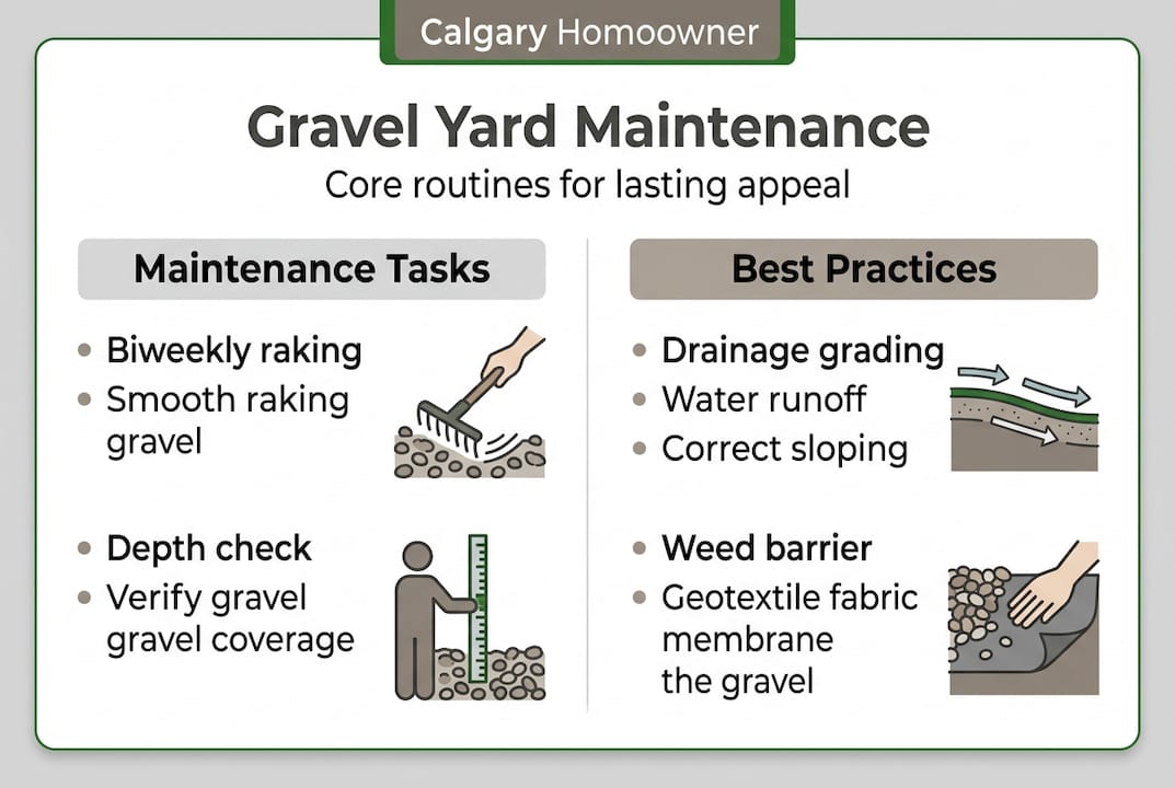 Infographic showing gravel yard care essentials
