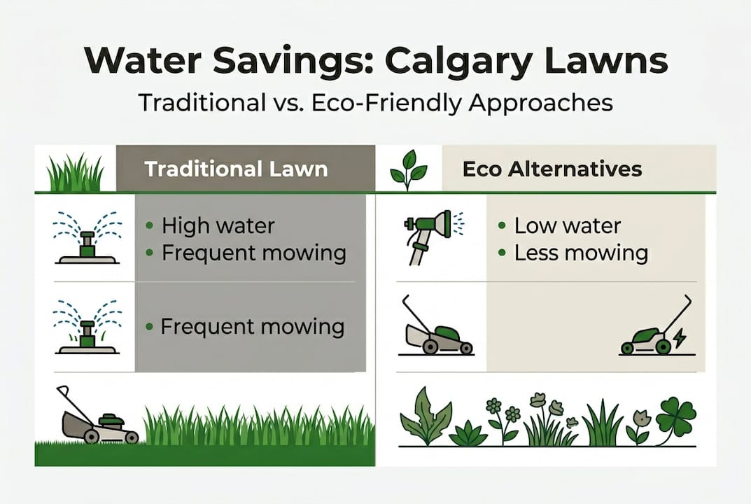 Infographic comparing lawn water use methods