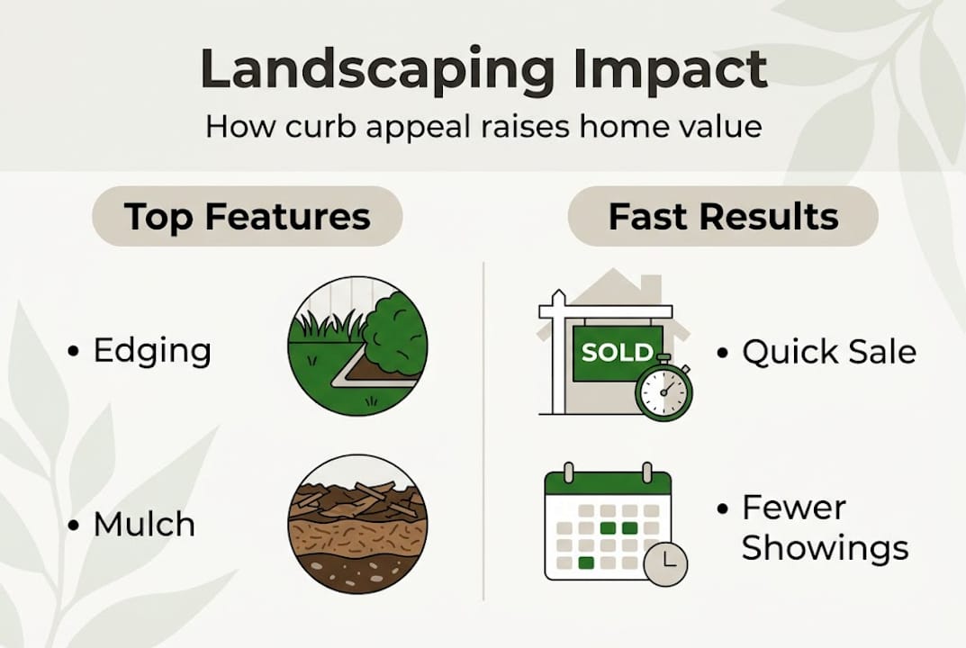 Infographic showing landscaping value and top features