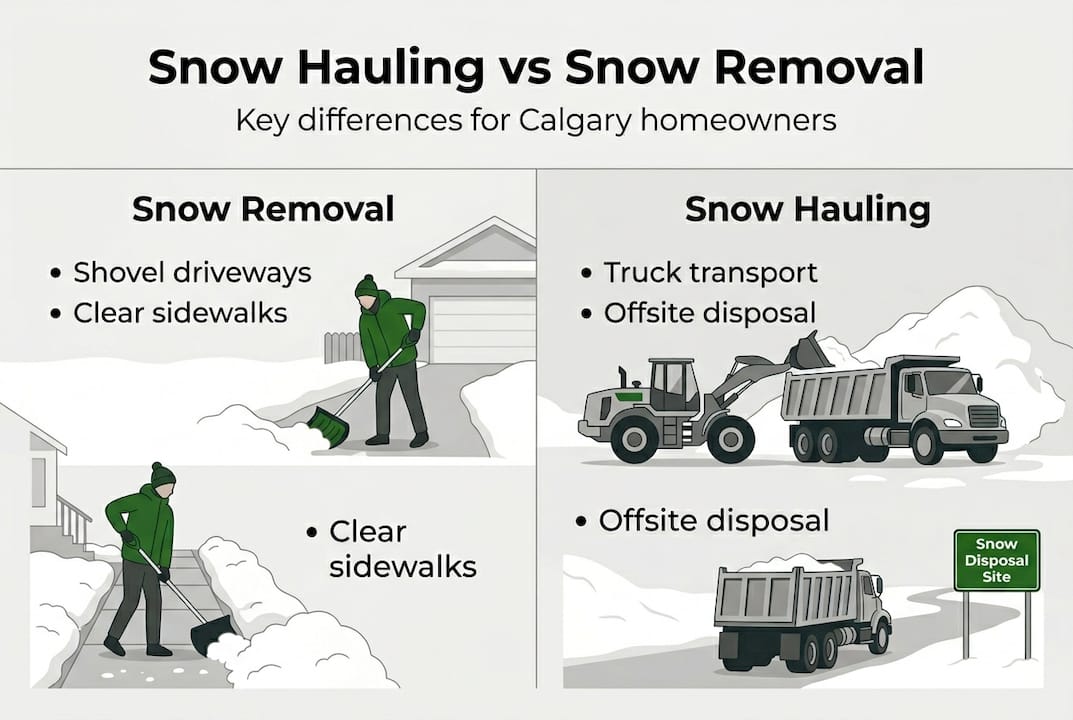 Infographic comparing snow hauling and removal