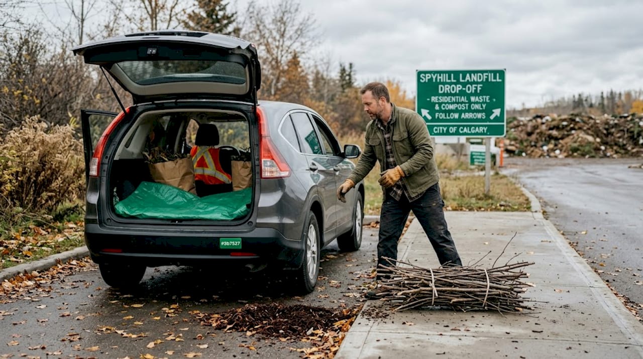 Homeowner unloading debris at landfill site