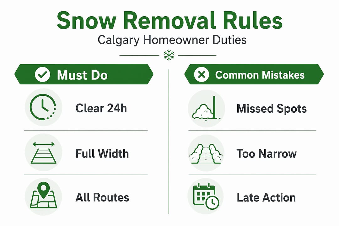 Infographic comparing snow removal rules and mistakes