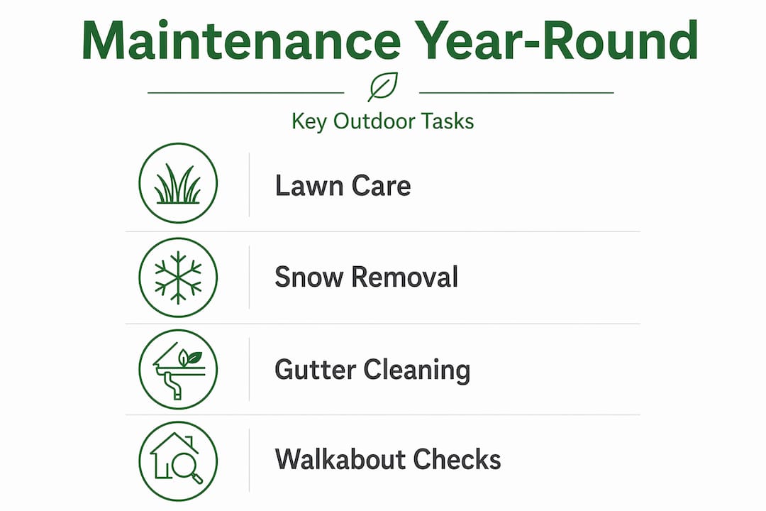 Vertical flow infographic of seasonal property tasks