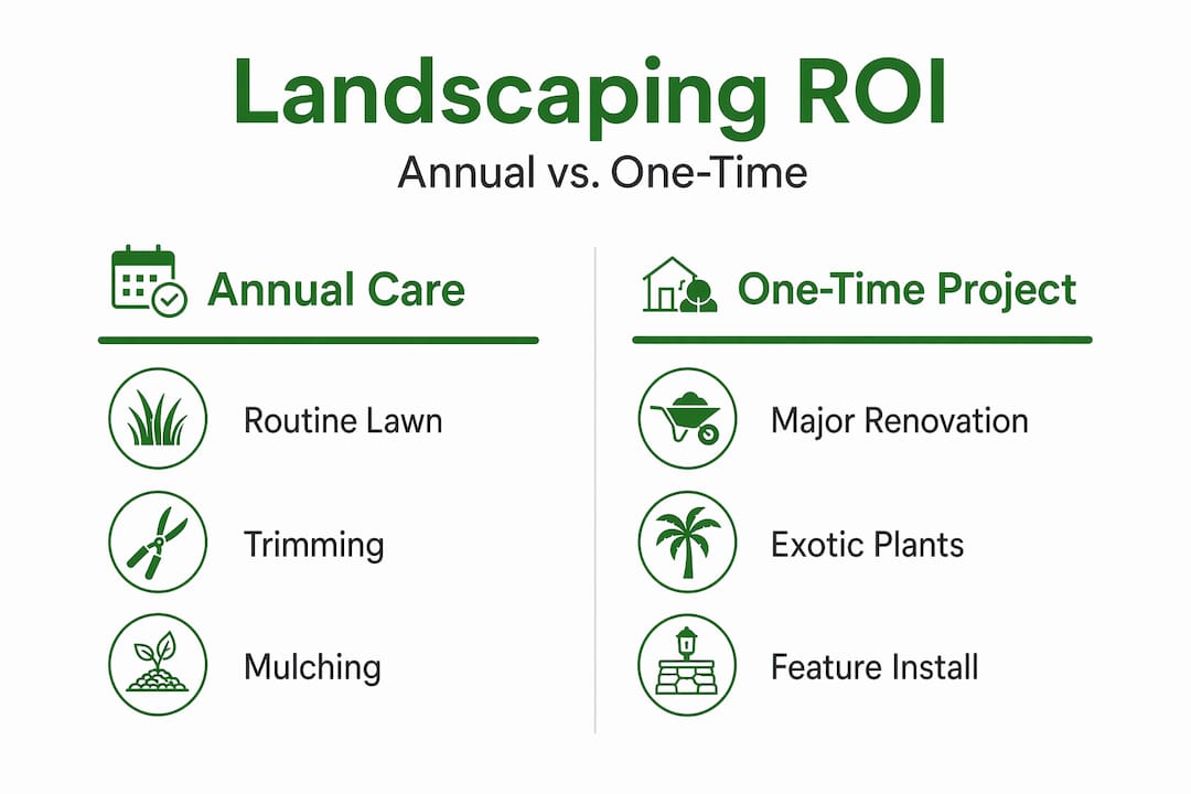 Infographic comparing annual care and one-time landscape projects
