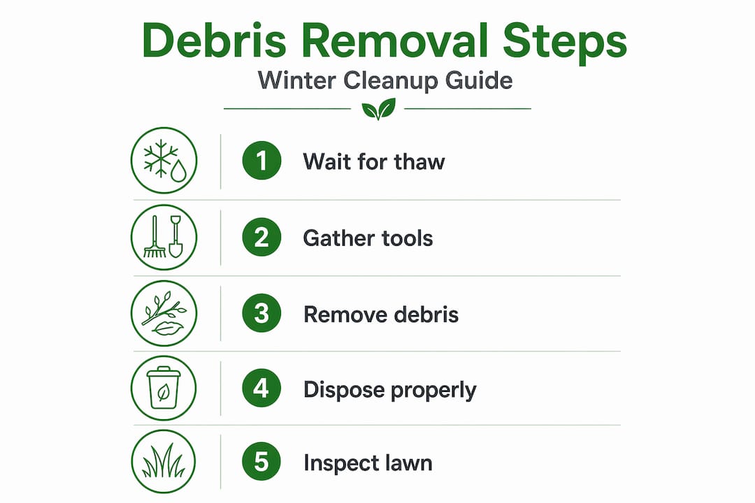 Infographic showing steps for winter debris removal