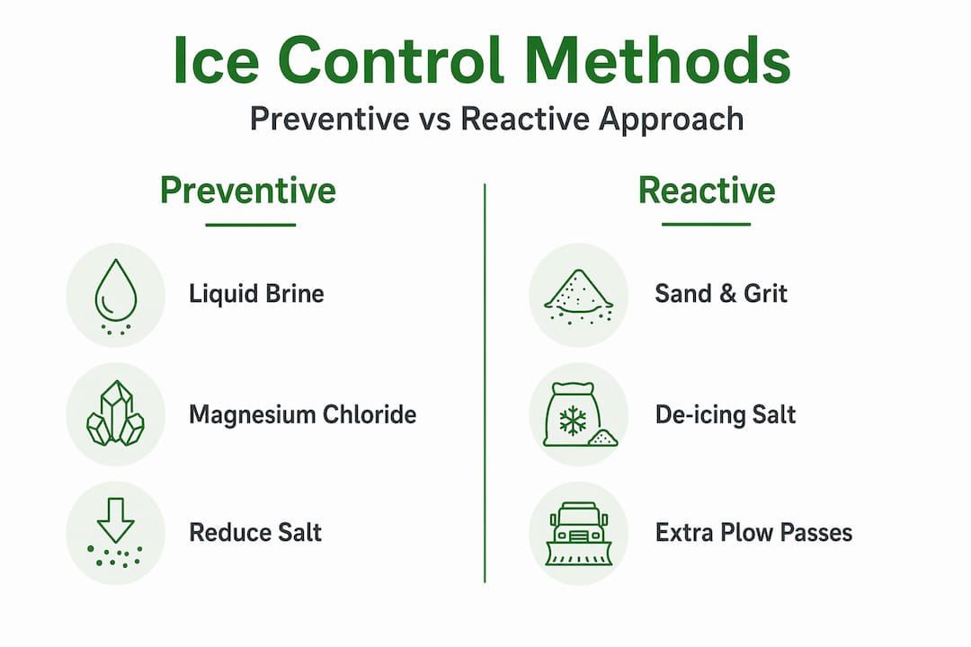 Infographic comparing preventive and reactive ice control