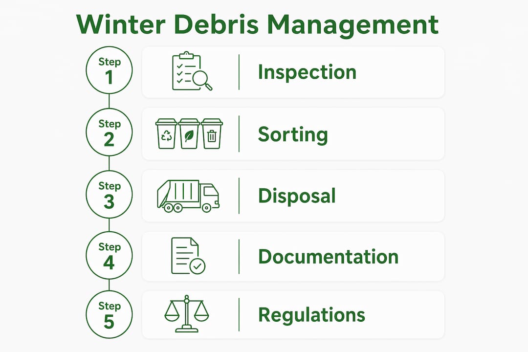 Step-by-step infographic on winter debris management