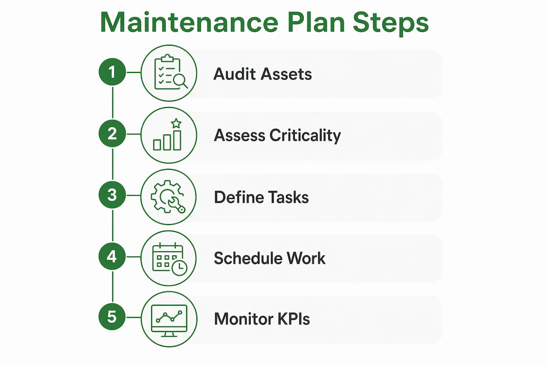 Infographic illustrating maintenance plan steps