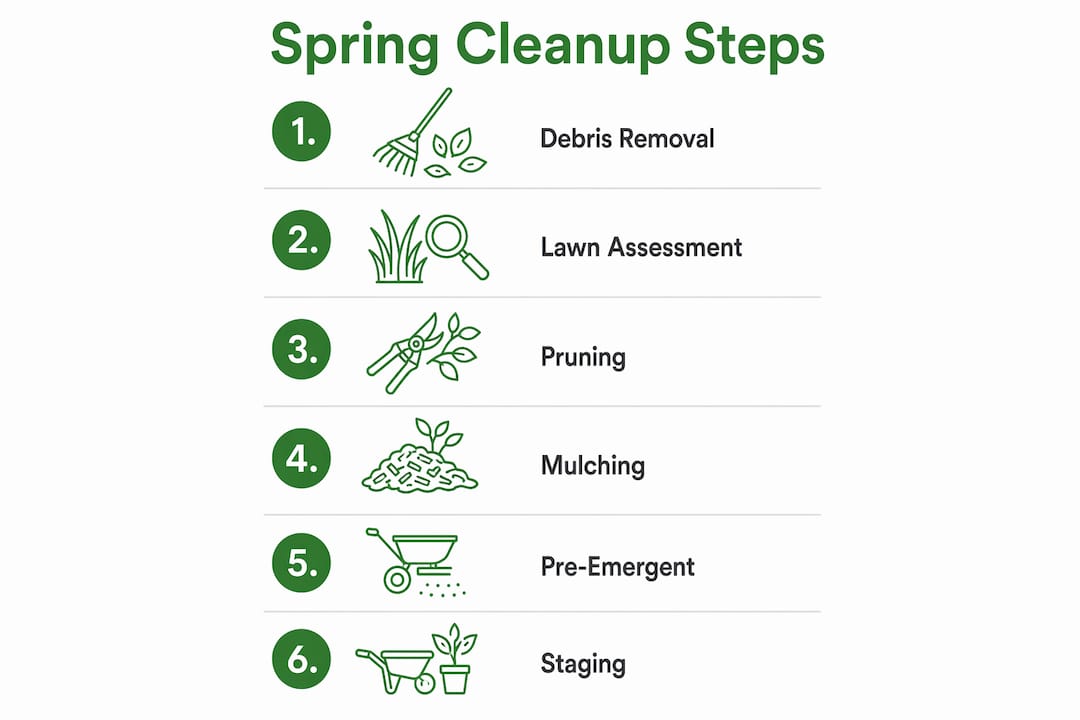 Infographic outlining spring cleanup steps for rentals