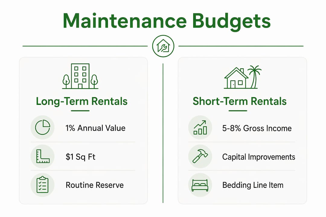 Infographic comparing maintenance budgets for rental property types