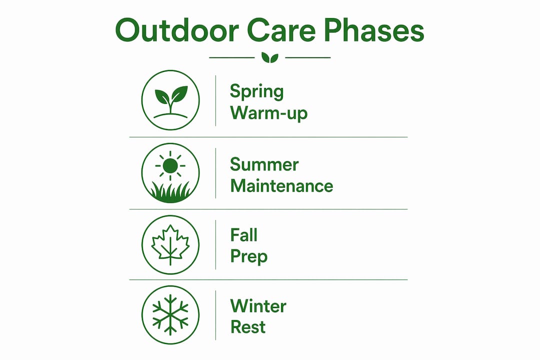 Infographic showing four outdoor care phases by season