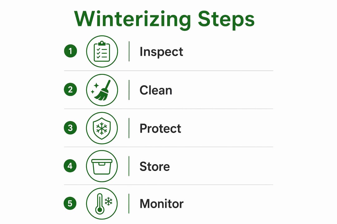 Infographic with key winterizing steps for outdoor spaces