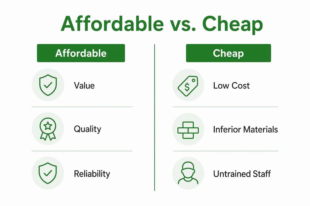 Infographic comparing affordable and cheap services