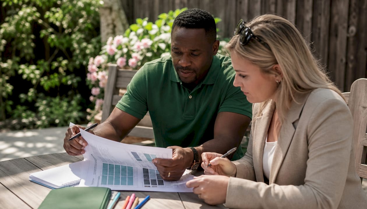 Investors reviewing property maintenance budgets