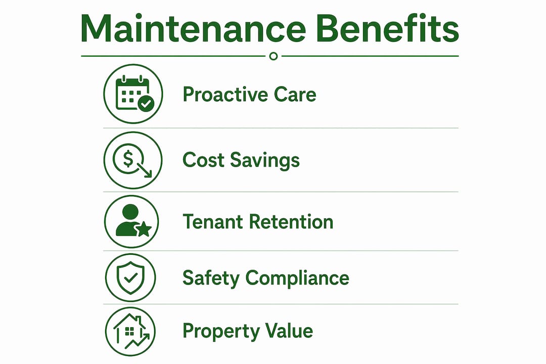 Infographic illustrating key benefits of property maintenance