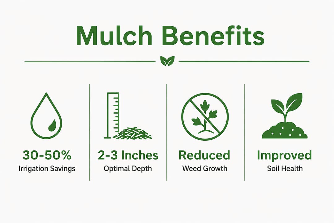 Infographic showing mulch benefits with key statistics