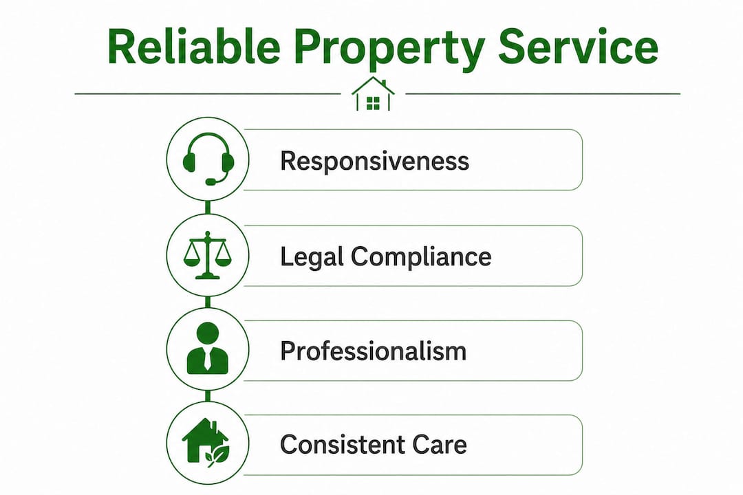 Infographic showing reliable property service key factors