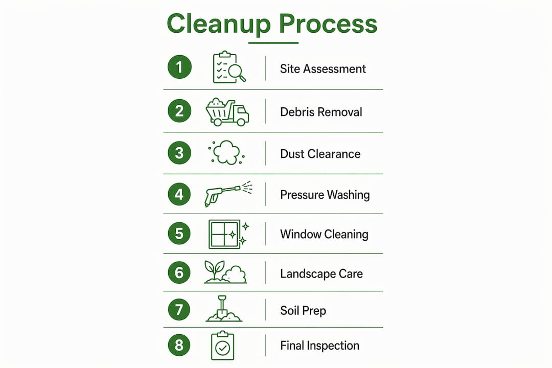 Infographic showing business grounds cleanup steps