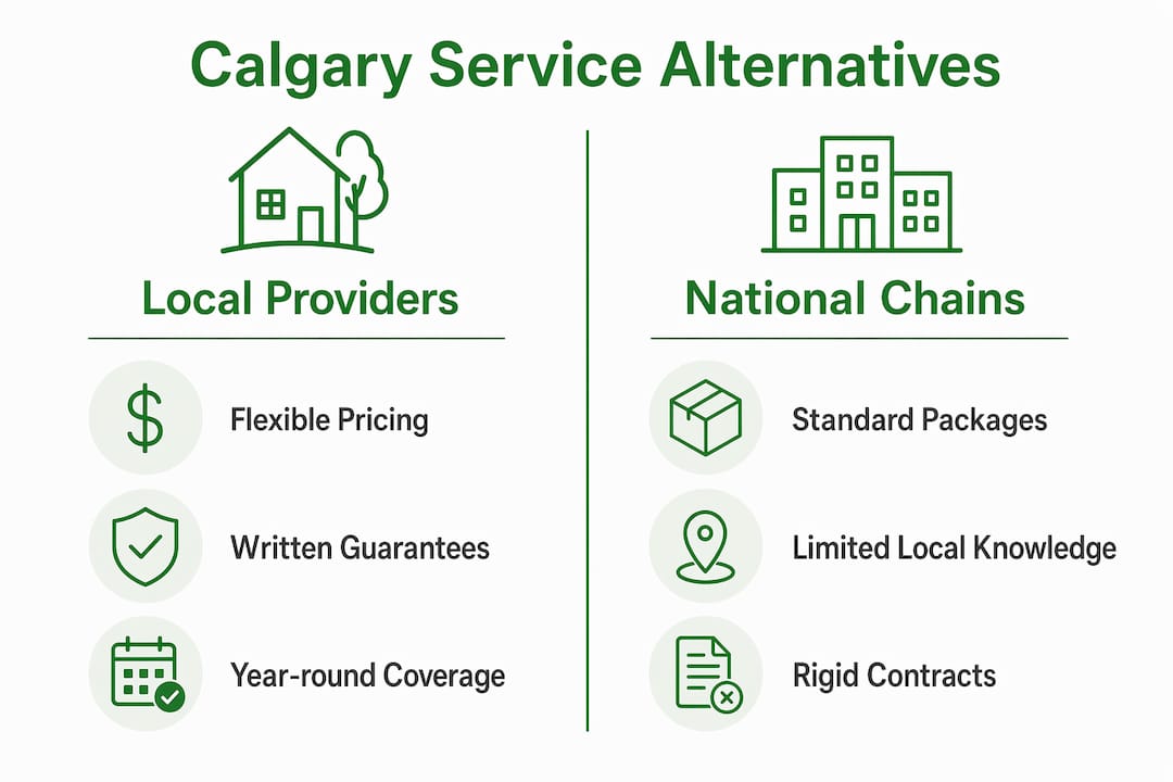 Infographic comparing Calgary maintenance providers